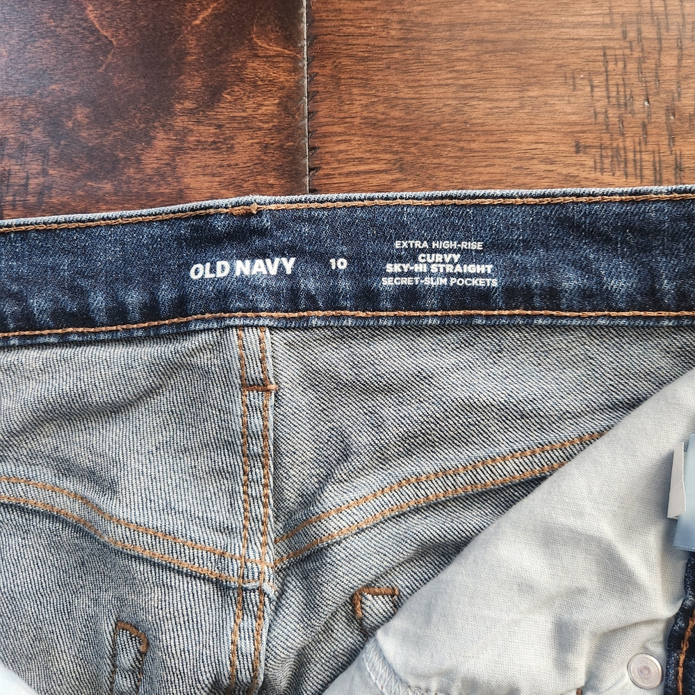 Old Navy Dark Wash Curvy Sky High Straight Secret‎ Slim Pockets Jean Normcore 10 - Picture 5 of 9